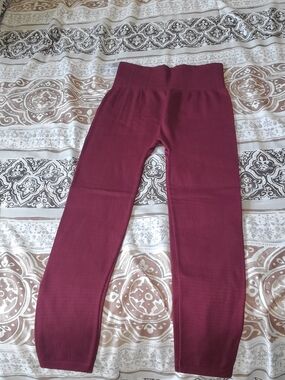 shosho Burgundy High-Waist Stretch Leggings
